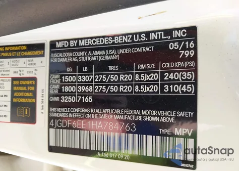 2017 Mercedes-Benz Gls 450 4Matic z USA, uszkodzony, nr VIN 4JGDF6EE1HA784763